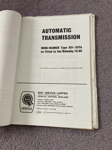 Workshop manual for wolseley - for,